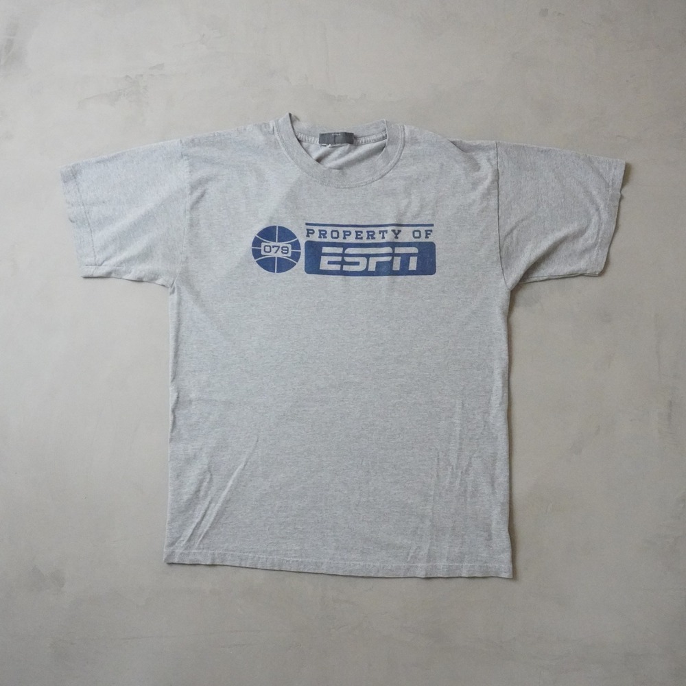 Vintage ESPN Graphic T-Shirt Medium Mens Gray Property Of ESPN Basketball 079